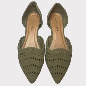 Madden Girl - Laser Cut D’Orsay Flats - Olive - Size 8.5